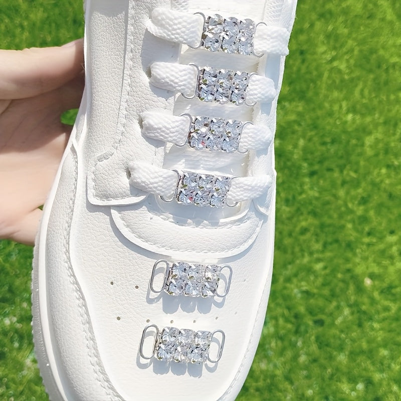 Women Silver Rhinestone Shoe Clips 4-Pack for Boots and Sneakers