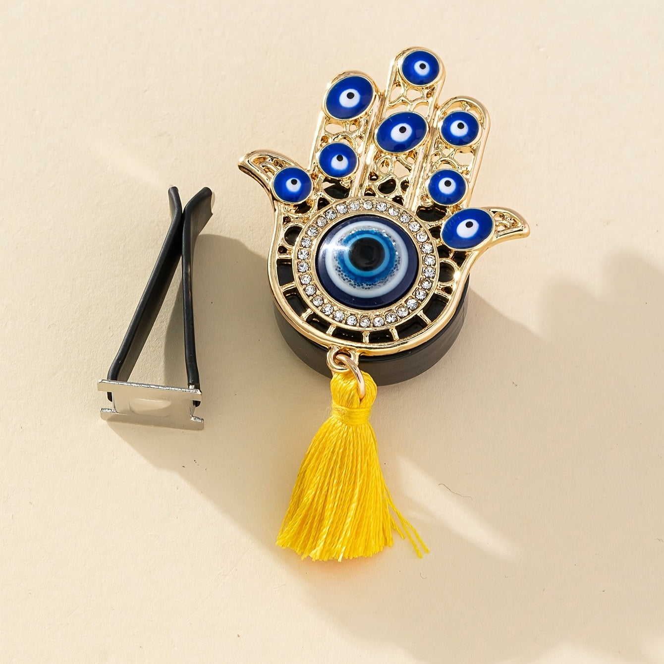 Car Air Freshener Vent Clip Hamsa Hand Emblem Tassel No Fragrance Stylish Auto Accessory