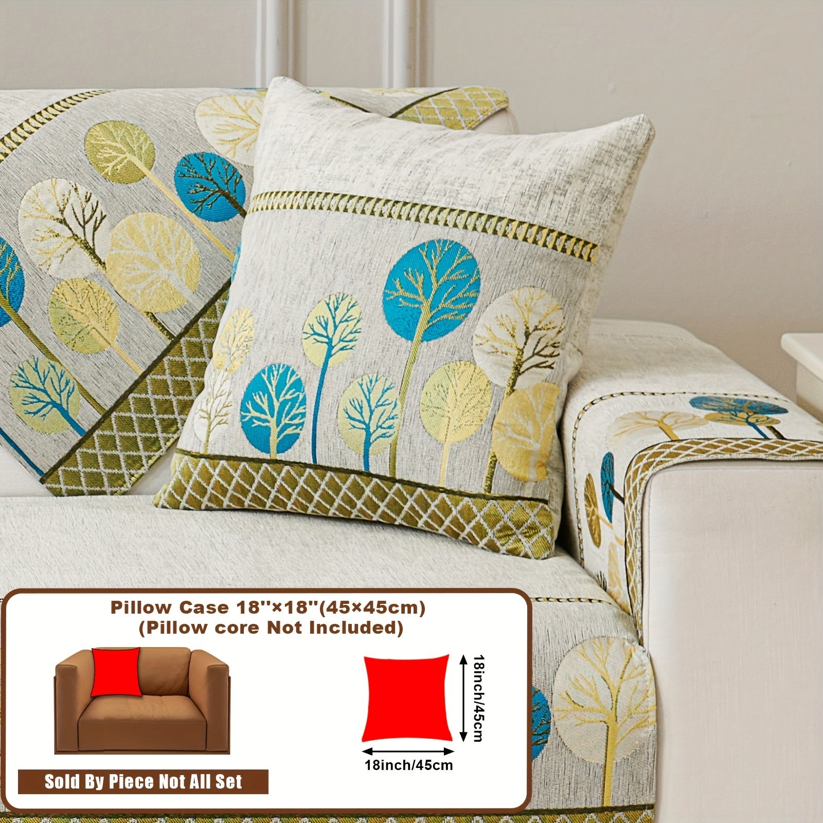 Boho Chic Jacquard Chenille Sofasi Qoplamasi Oygʻon Daraxt Mavzusi Boshqalar uchun Yoqimli Qattiq Yuvilishi Oʻz-oʻzidan yopishmaydigan Bardoshli Qalinlashtirilgan 4 oʻrindiqli kresloni mos keladi