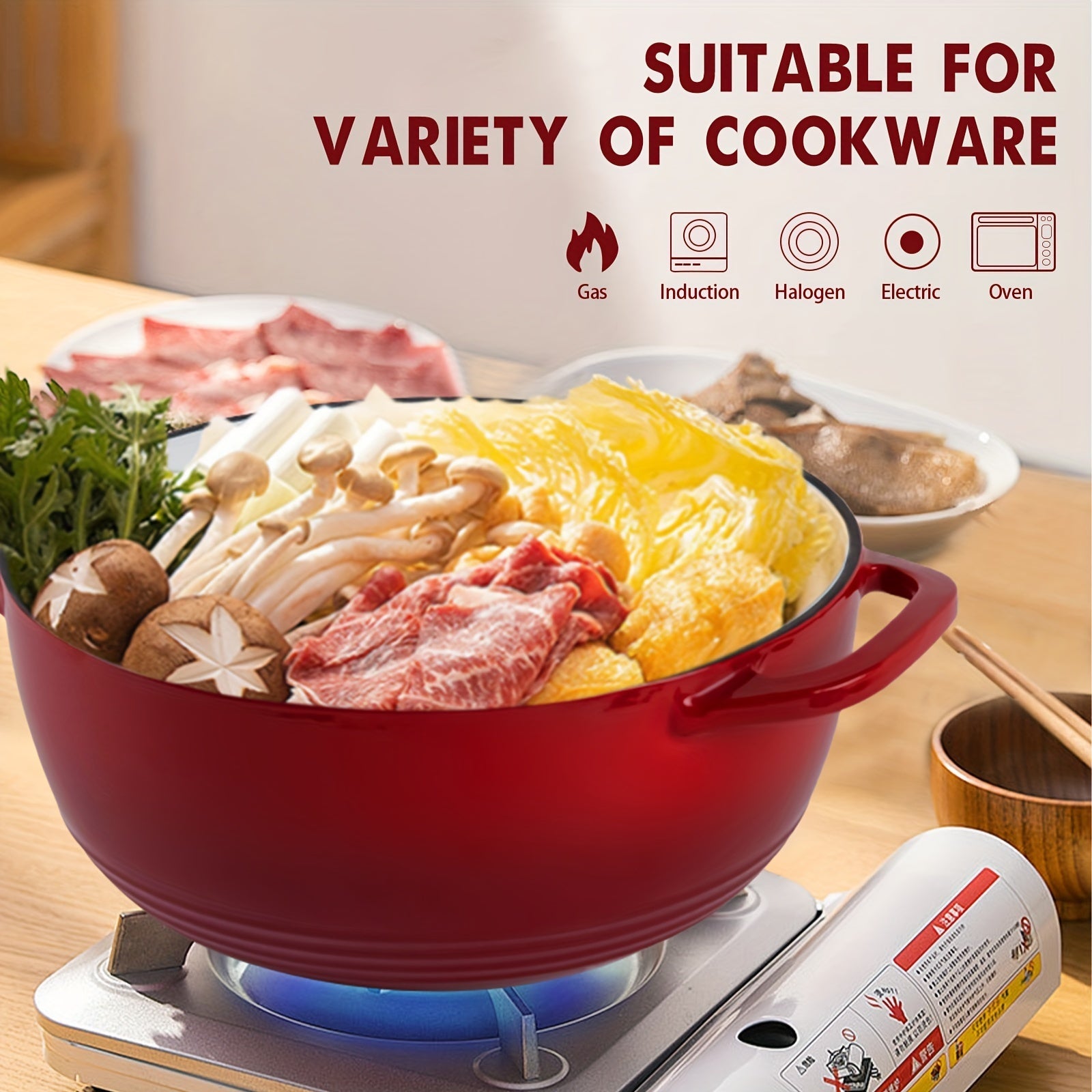 Cast Iron Enamel Pot 23cm 3.5L Multifunctional for Stove Pasta Steak