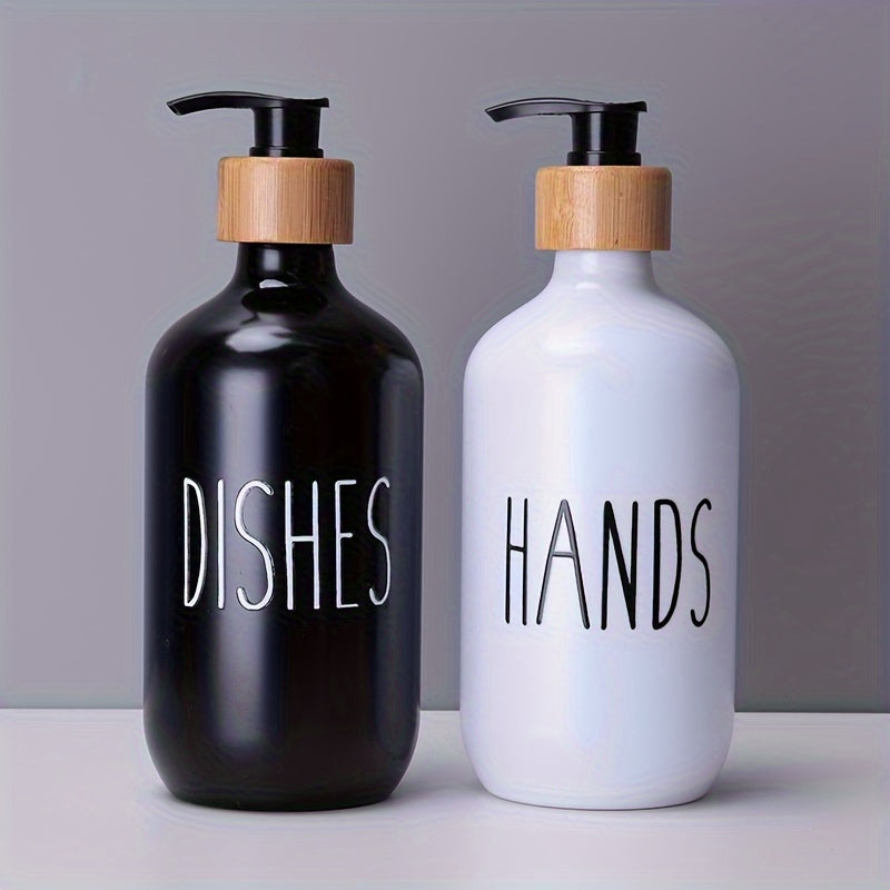 Set of 2 Plastic Soap Dispensers for Hand and Dish Soap Bathroom Countertop Storage