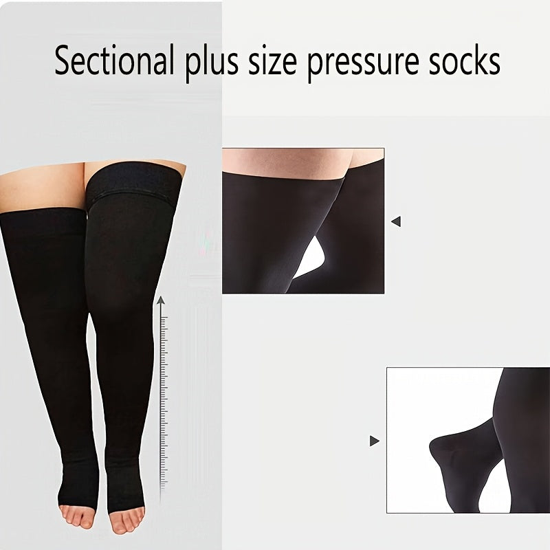 Unisex Graduated Thigh High Compression Stockings 20-30mmHg Nylon Spandex Over-the-Knee