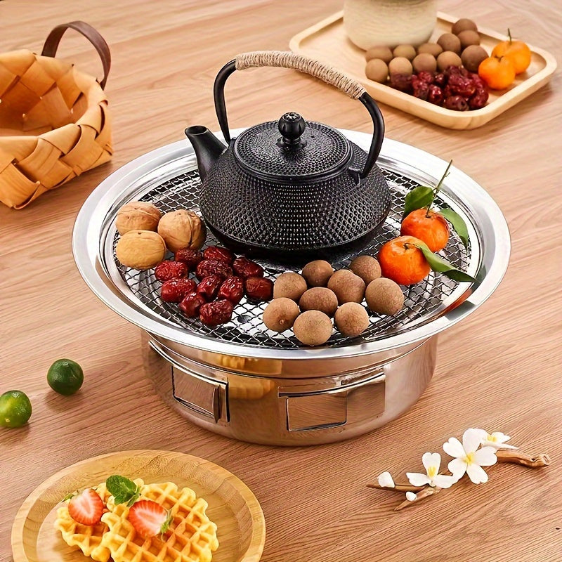 Stainless Steel Korean BBQ Grill Pan for Indoor Outdoor Use Smokeless Portable Grill