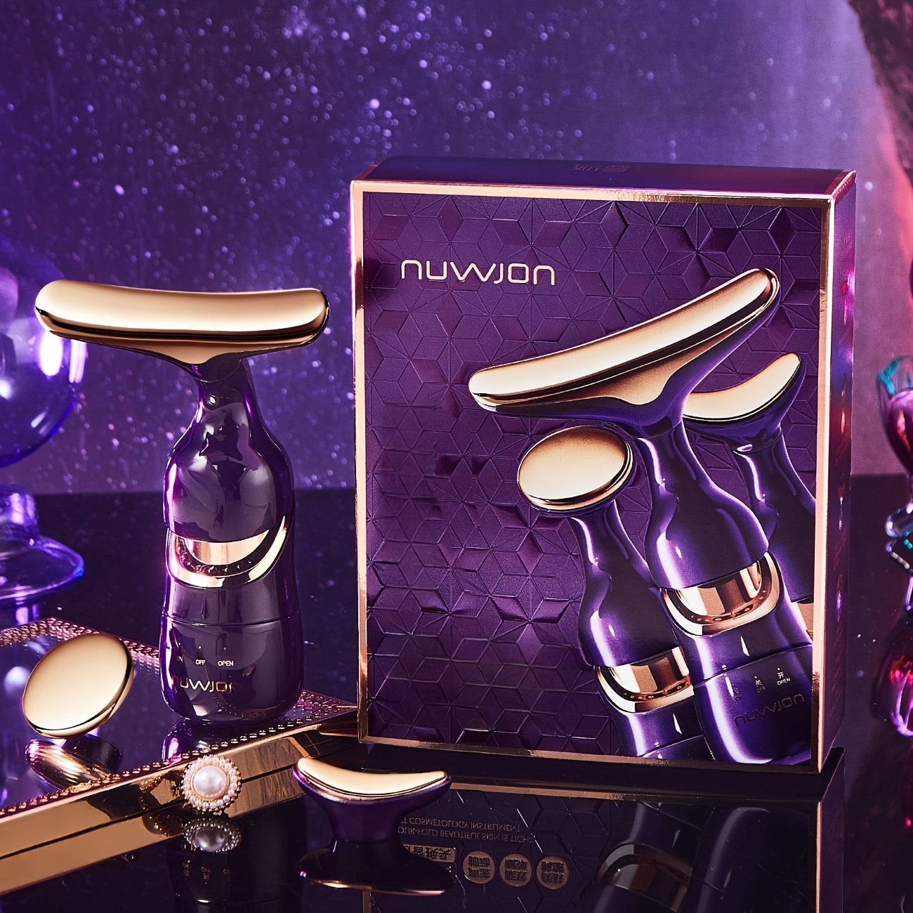 3-in-1 Facial Massager High-Frequency Vibration Battery Operated for Full Face Neck Eye