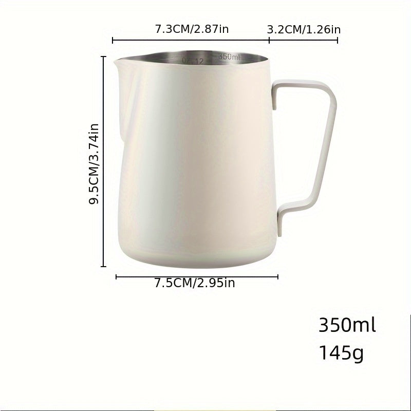 Jarro de acero inoxidable de 350ml para espumar leche, ideal para capuchinos y lattes