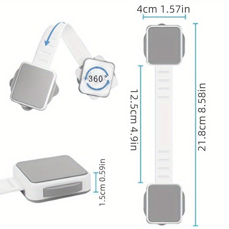 Set of 4 Gray Adhesive Cabinet Locks for Fridge Drawers Ovens and Cabinets
