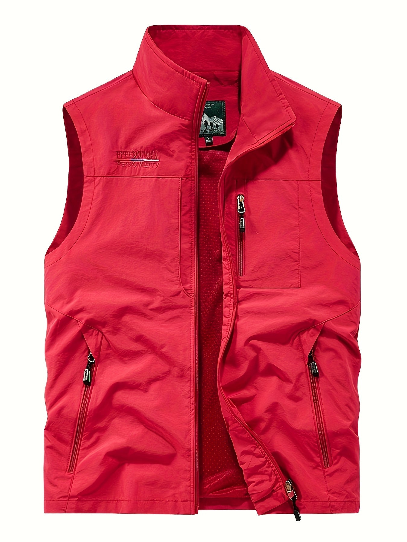 Men's Cargo Vest Nylon Sleeveless Zipper Pockets Outdoor Spring Summer