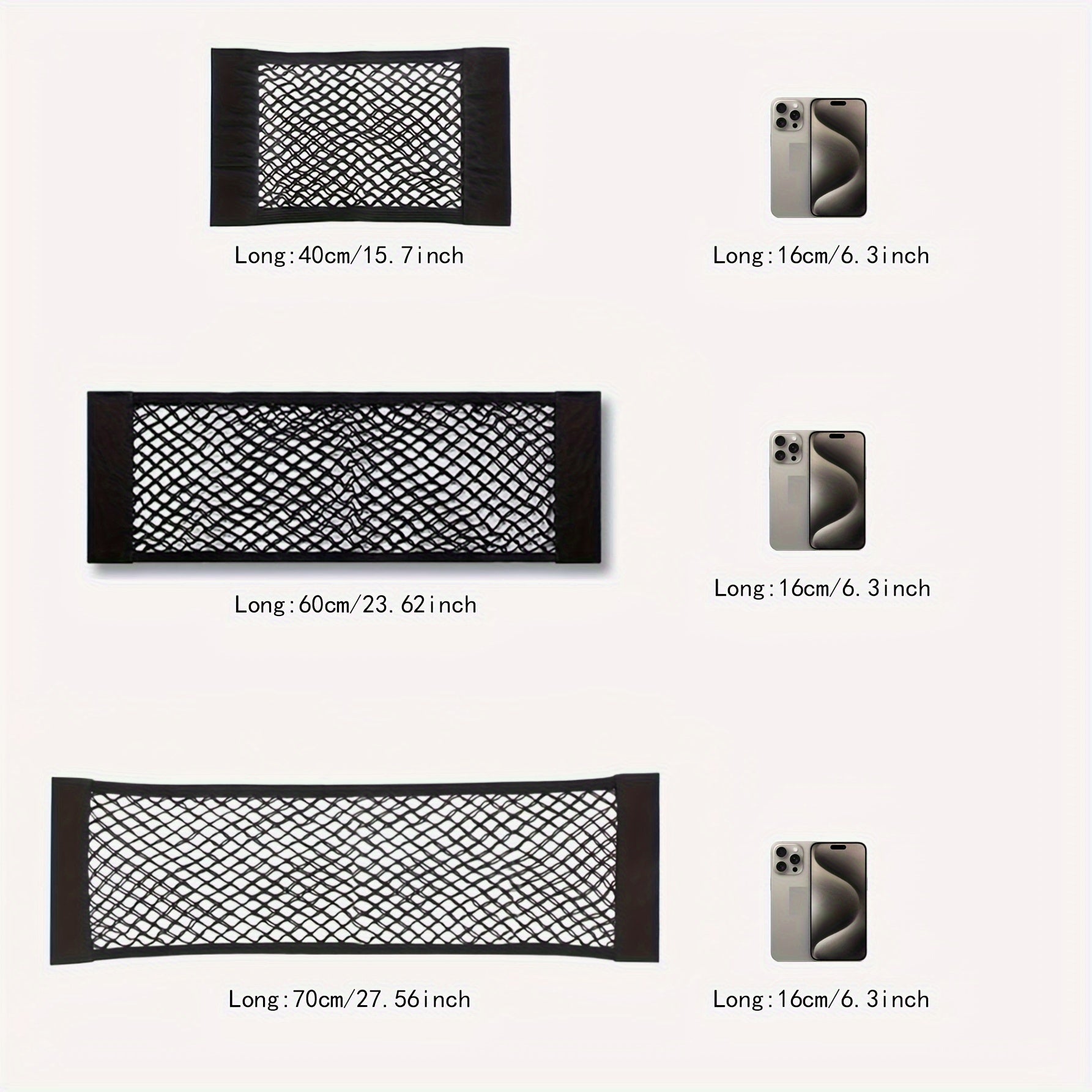 Universal sozlanadigan elastik polyester avtomobil bagaj tashkilotchisi va yuk tarmog'i bilan