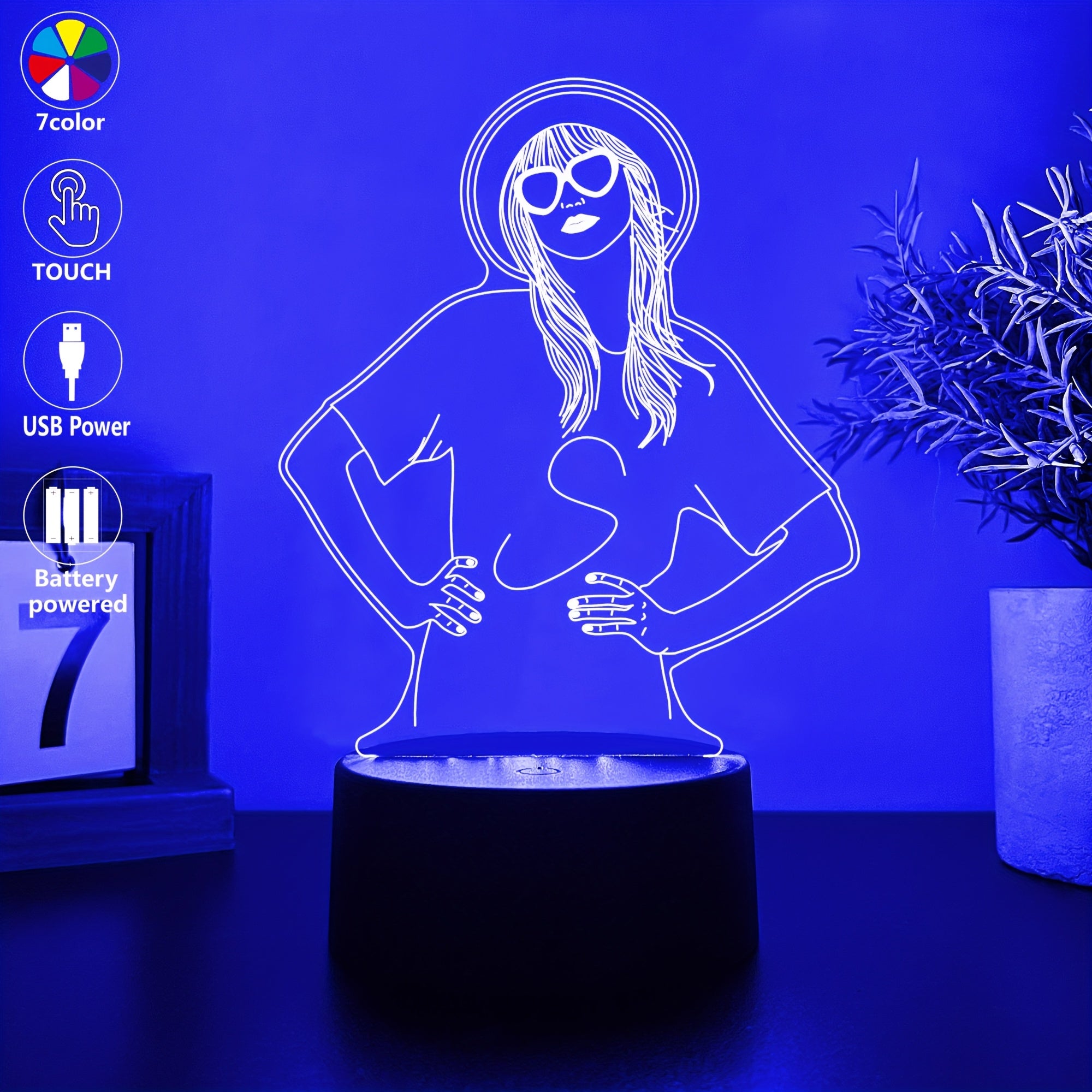 Luz nocturna 3D personalizada con efectos de iluminación automáticos para decoración de dormitorio y escritorio
