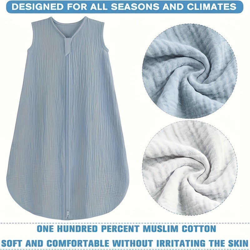 Baby Sleeping Bag for Infants 0-18 Months Cotton Muslin with 2-Way Zipper