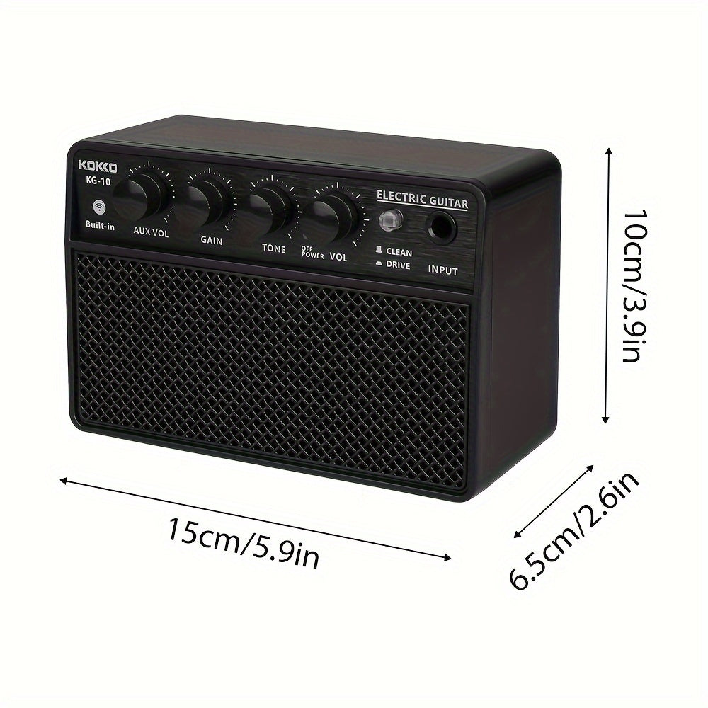 Portable Electric Guitar Amplifier with USB-C Rechargeable Battery Dual Speakers Black