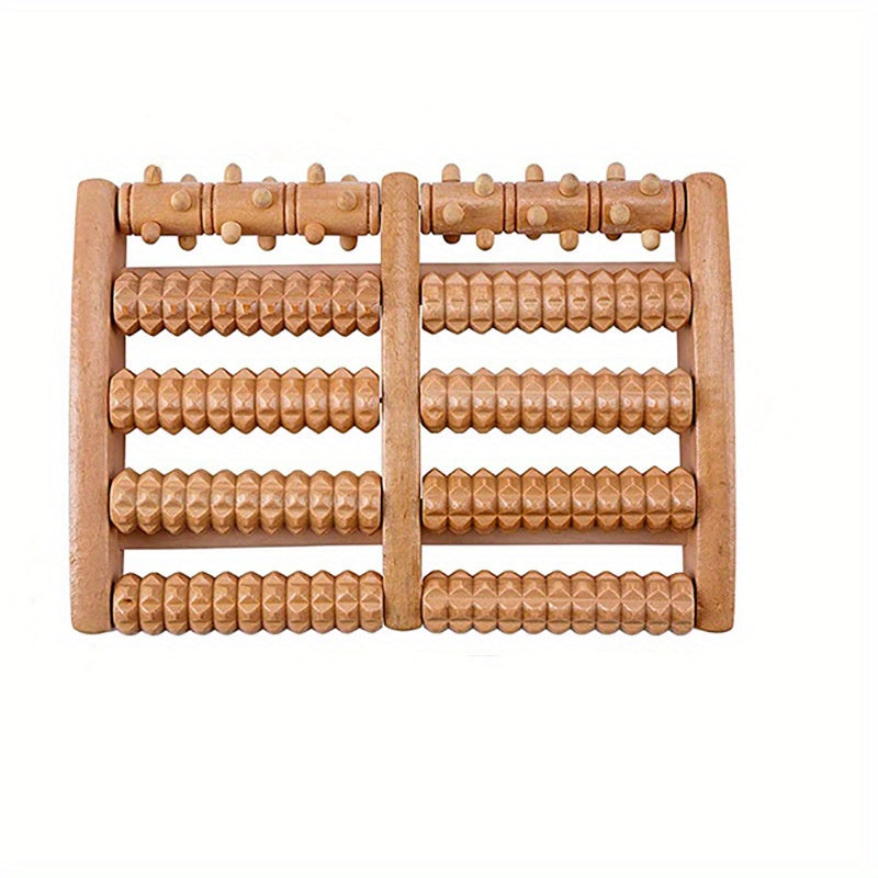 Masajeador de pies de madera con 10 filas de rodillos para relajación en casa para hombres y mujeres
