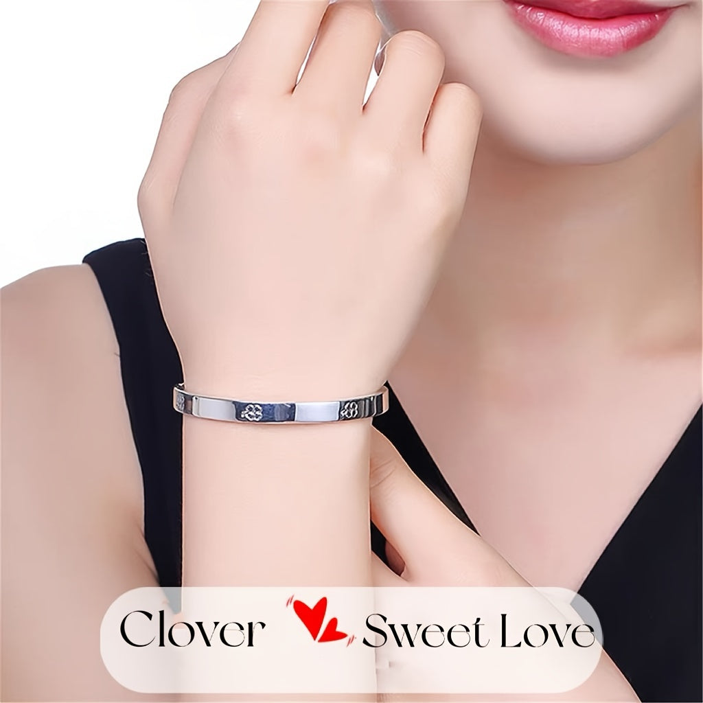 Women's Open Clover Bracelet Hypoallergenic Silver-Plated Titanium Alloy Jewelry