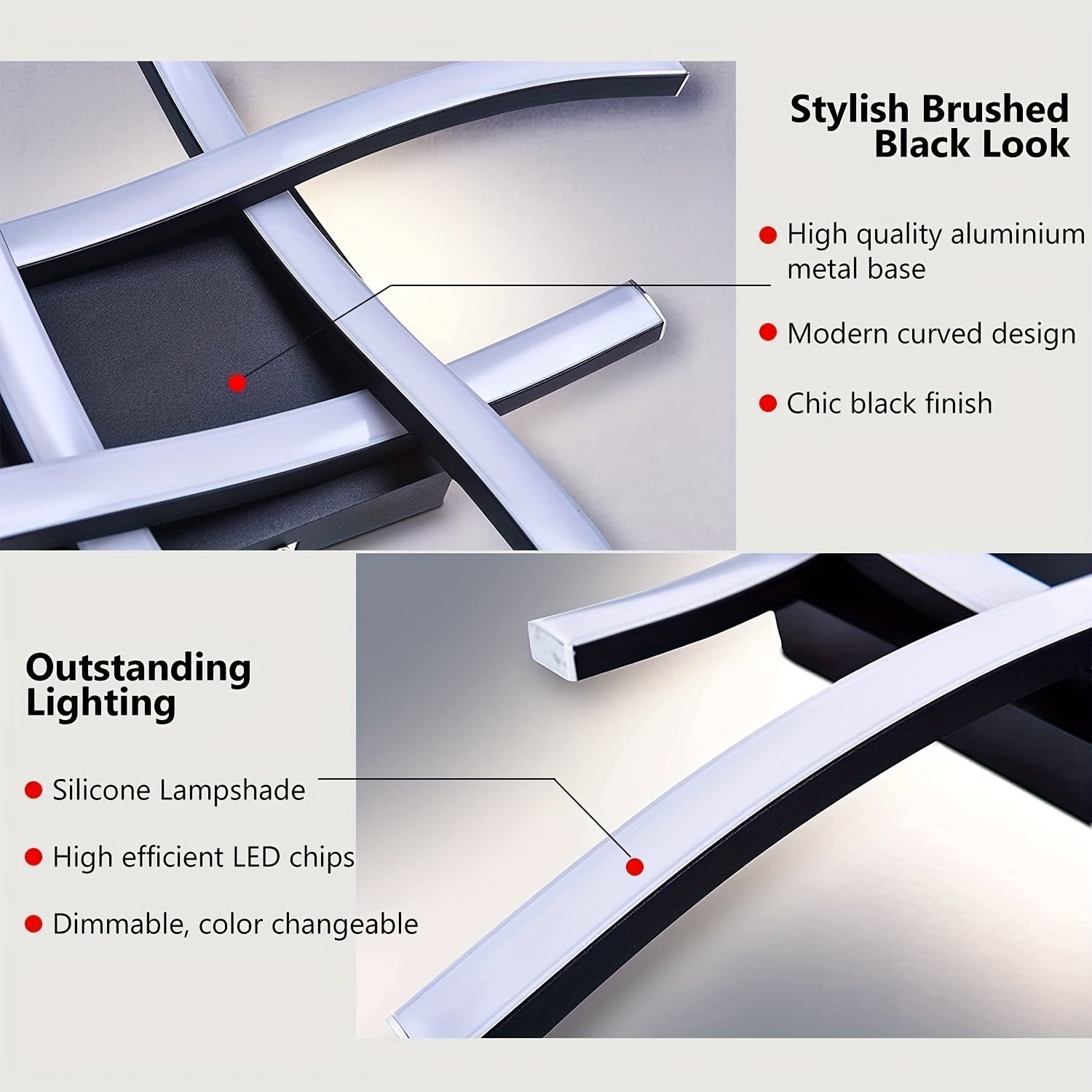 LED Shift Yoritgichi, Nafis Egilgan Dizayn, 4 Ta O'rnatilgan LED Panel, 28W Dimmerli, Zamonaviy Uslubda Yashash Xonasi, Yotoqxona, Oshxona, Koridor Uchun.