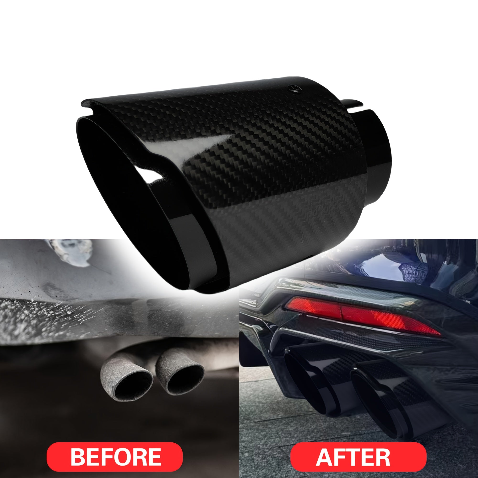 Carbon Fiber Pattern Car Exhaust Pipe Glossy Tail Tip Replacement