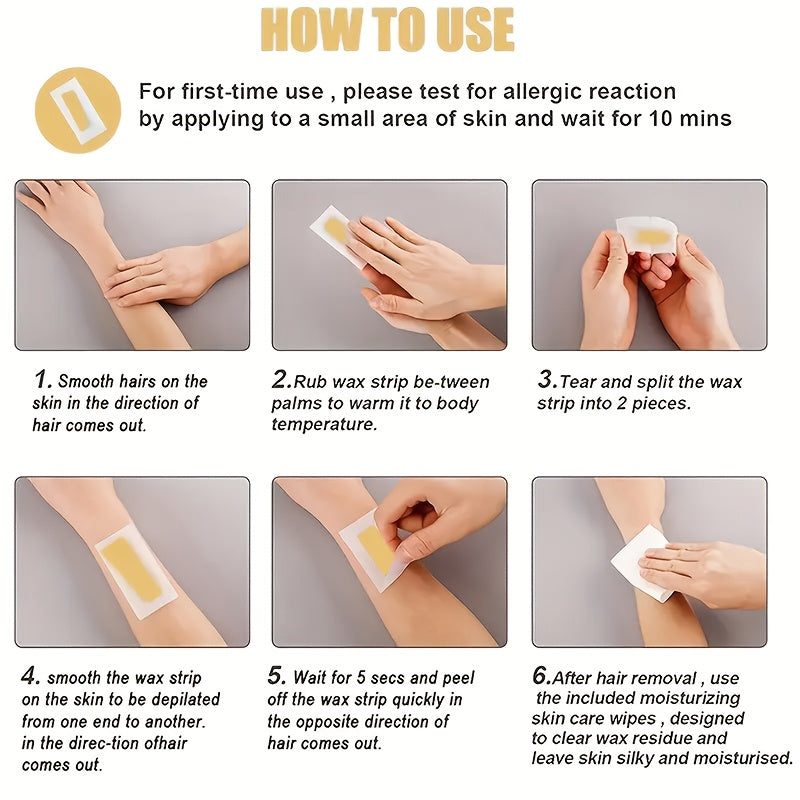 Восковые полоски с ароматом меда для лица и тела, 20 листов, с низкой аллергенностью, апельсин