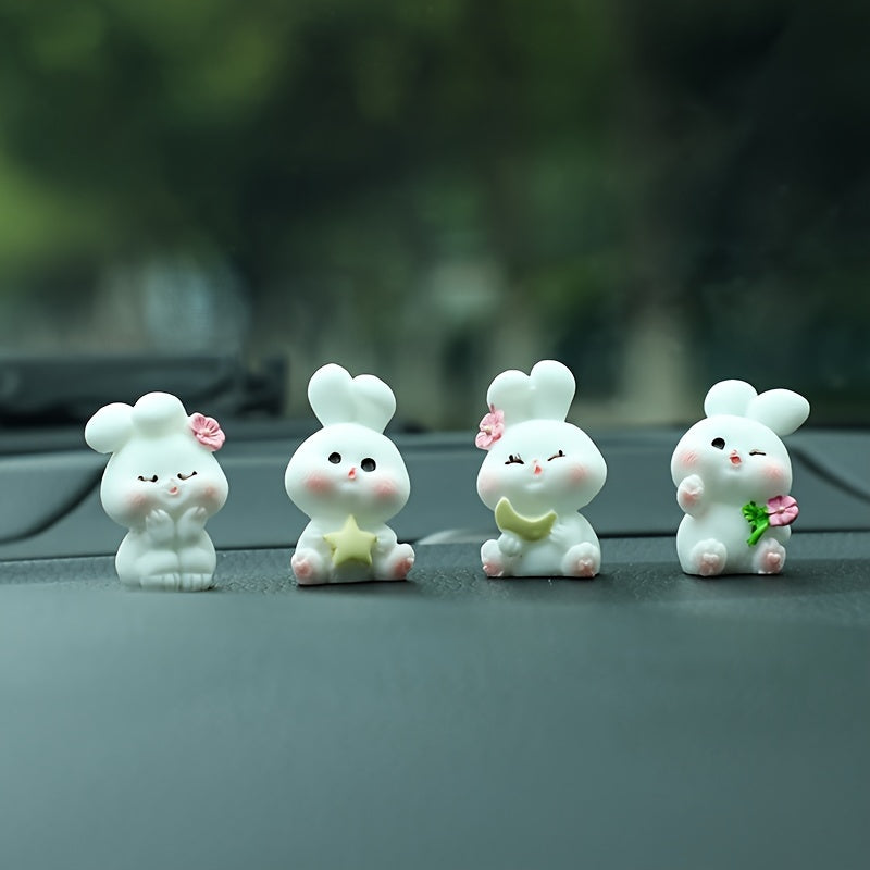 4 ta chiroyli quyon resin panel bezaklari mini avtomobil dekoratsiyasi to'plami