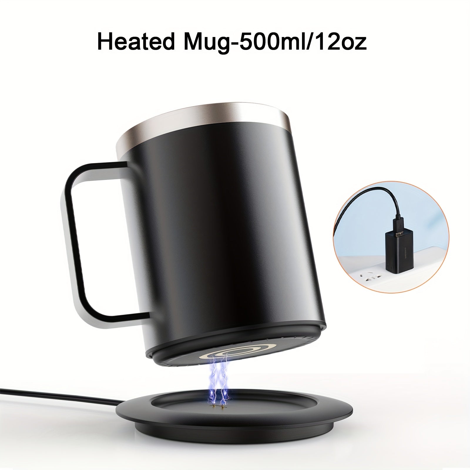 USB-Powered Coffee Thermos Set with Auto-Off and Stainless Steel Mug