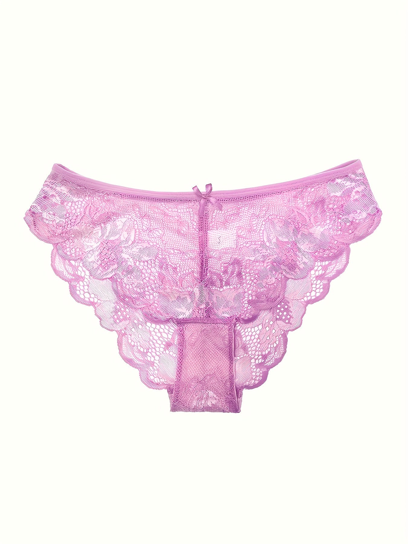 Women's Lace Low Waist Panties Nylon Floral Semi-Sheer Breathable Hollow Brief Lingerie Set