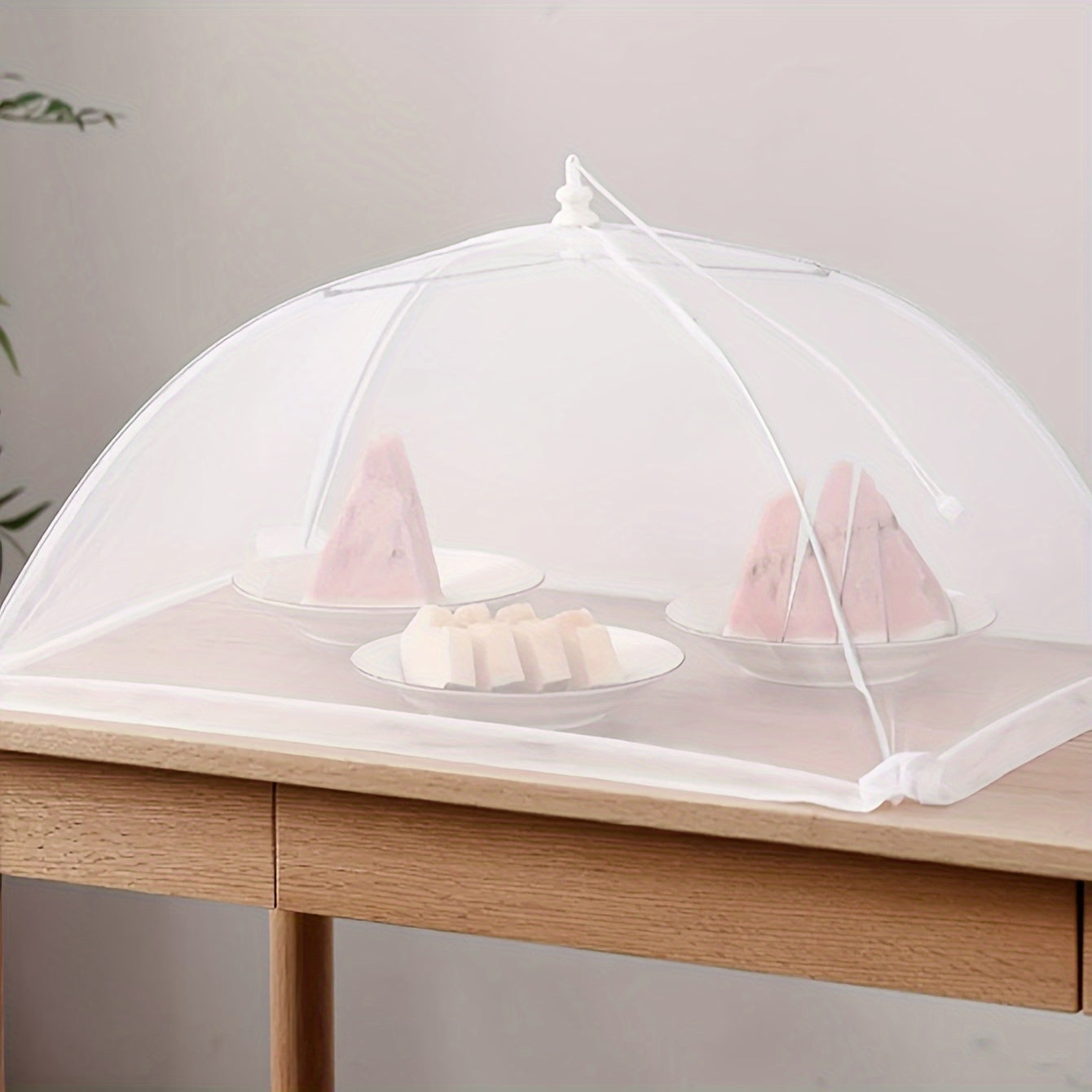White Rice Cover Folding Dining Table Food Cover Dust Cover for Outdoor Use