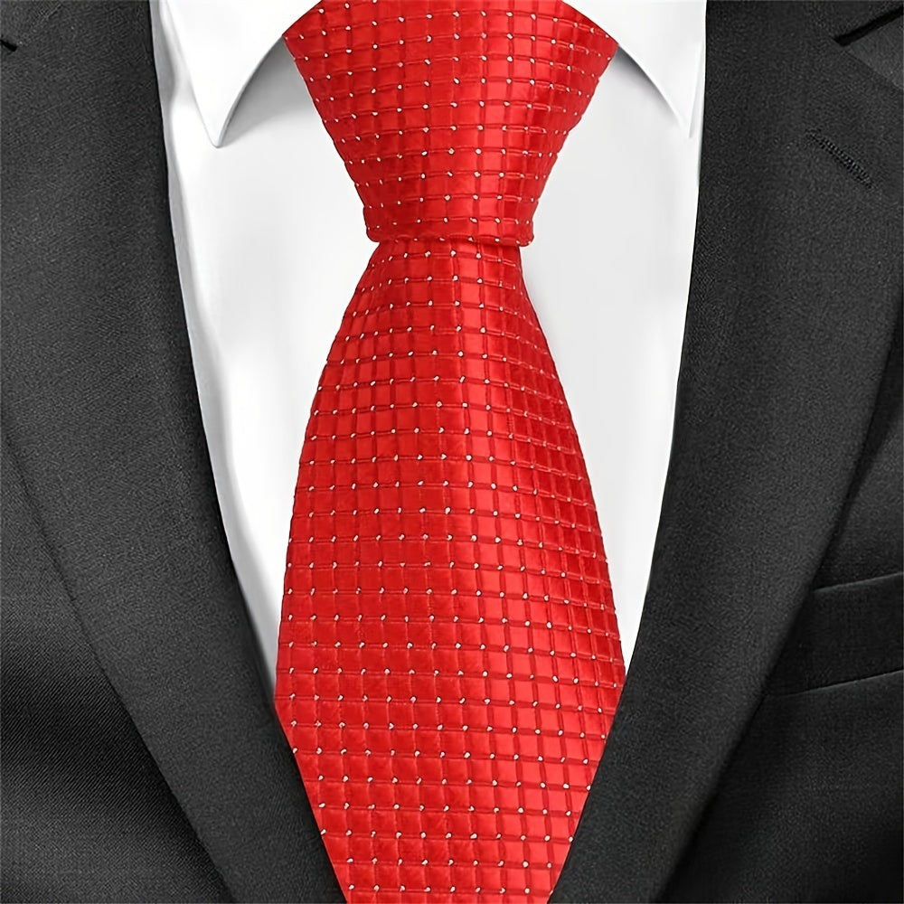 Men's Classic Business Tie Small Plaid Pattern Wedding Tie for Formal Events