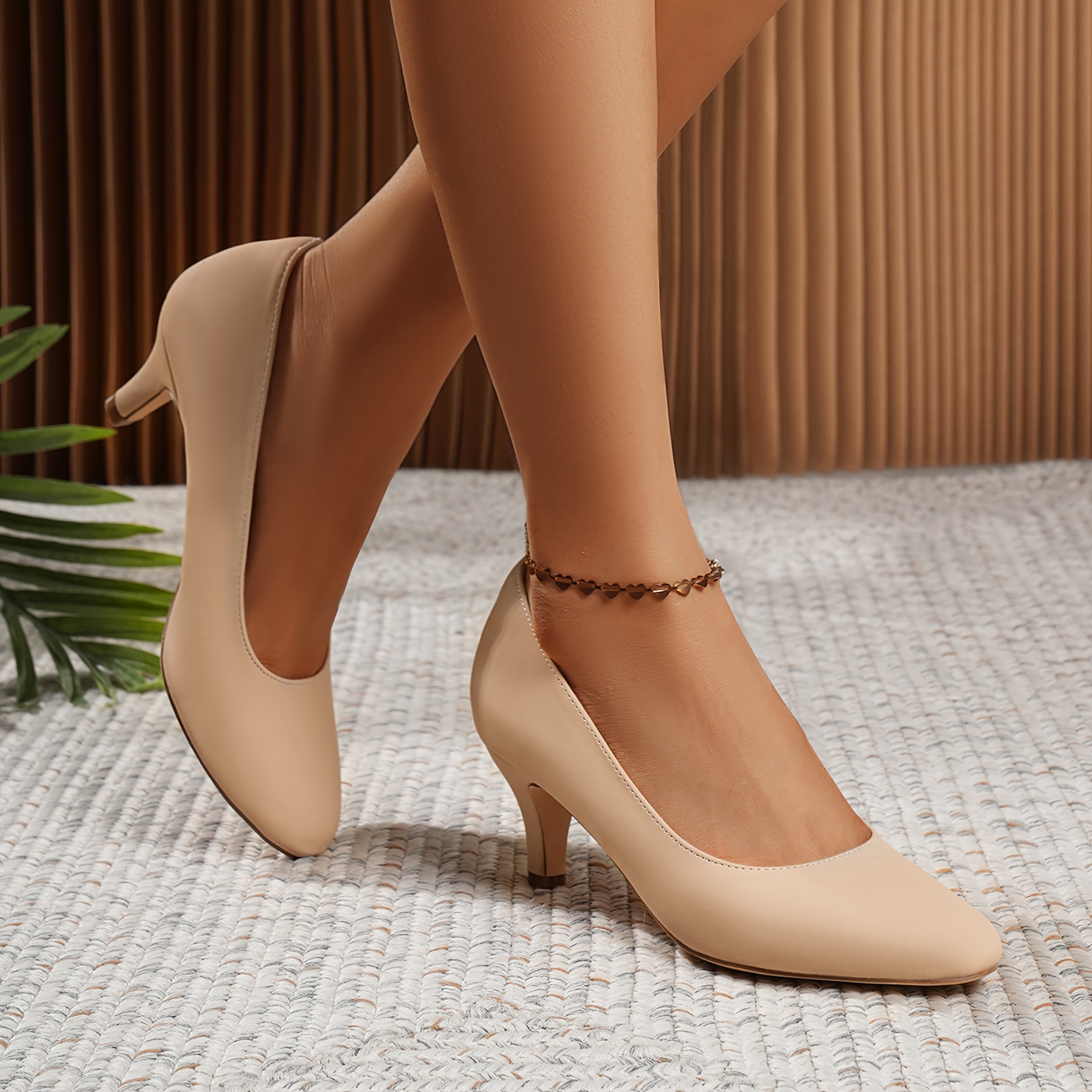 Women Solid Color Mary Jane Pumps Casual Round Toe Heels Rubber Sole