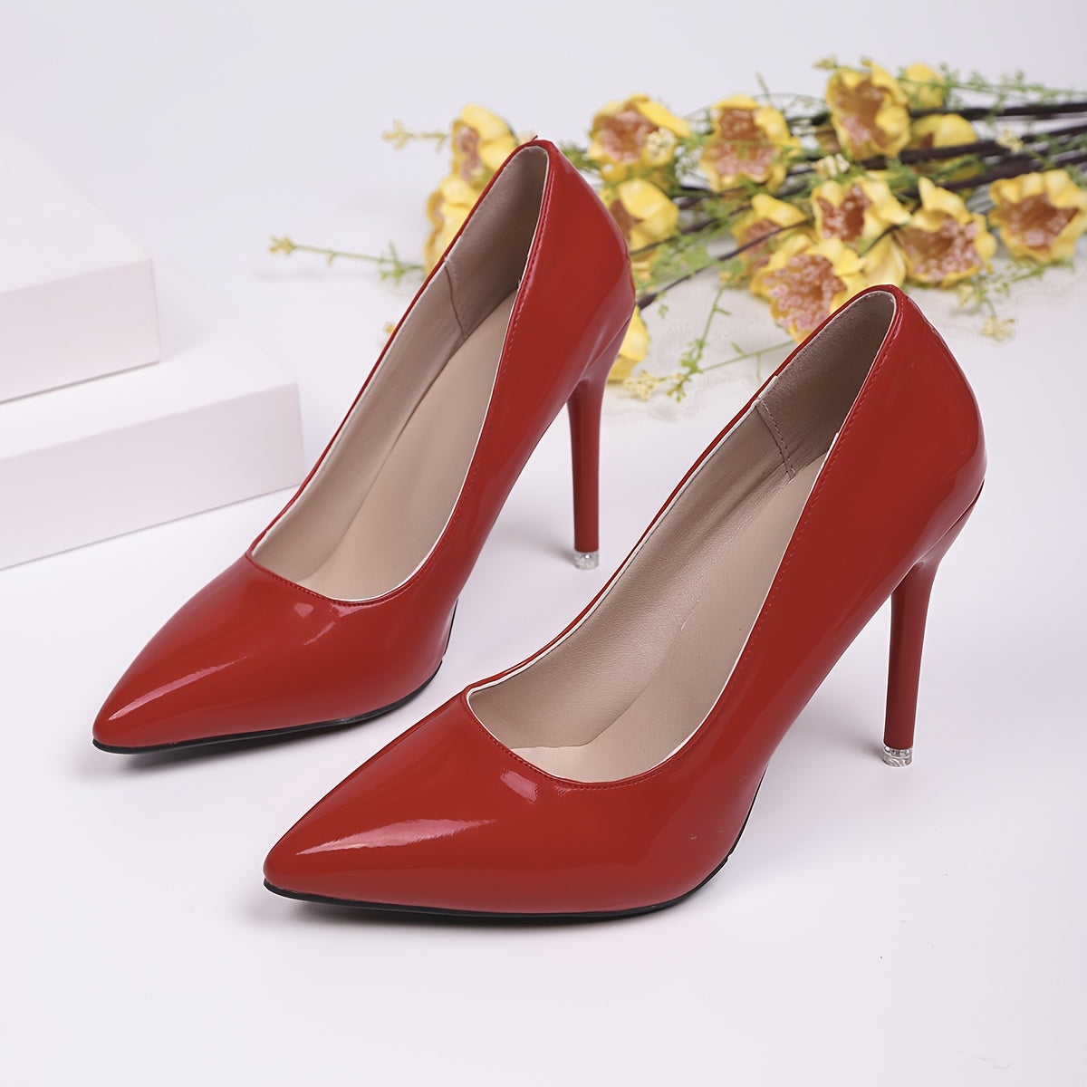 Women's White Pointed Toe Stiletto Heels 10cm Ultra High Pumps Office Party