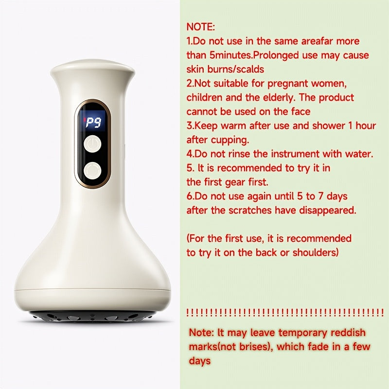 Electric Cupping Device with Heating and Gua Sha 9 Levels USB Rechargeable