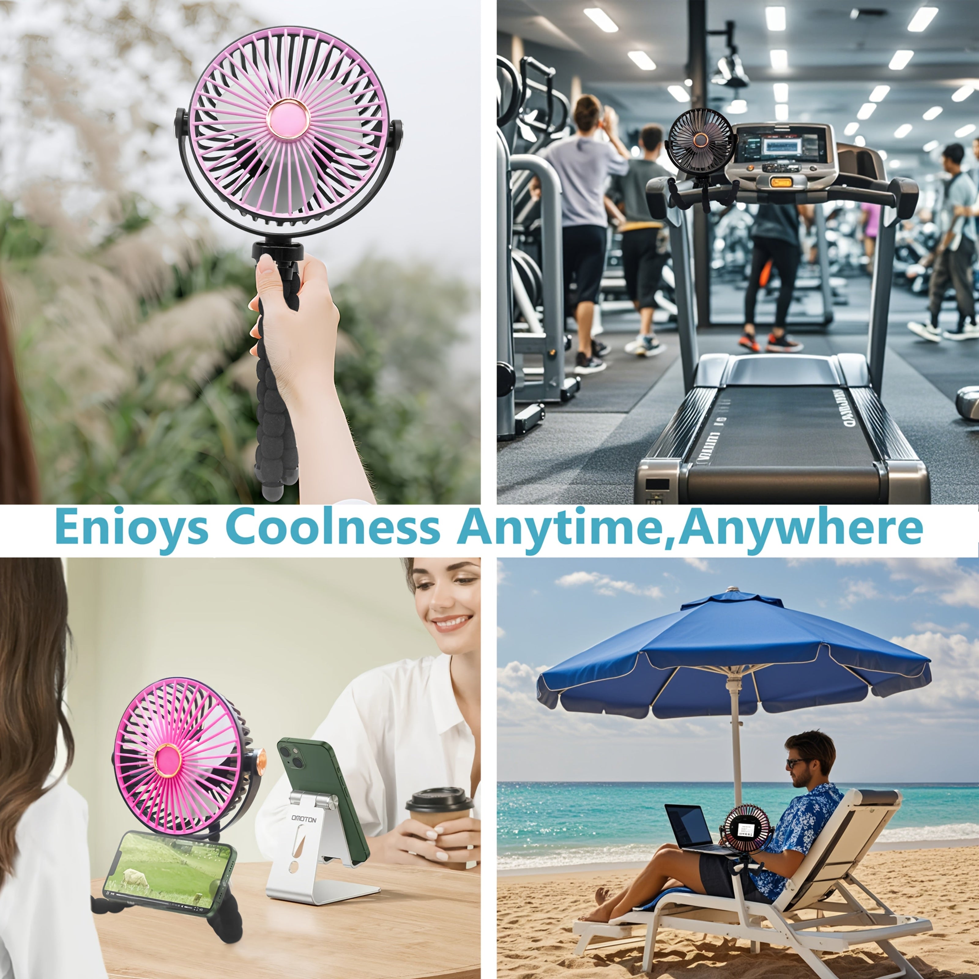 Portable USB Folding Fan with 3 Speeds, Lanyard, and Durable ABS