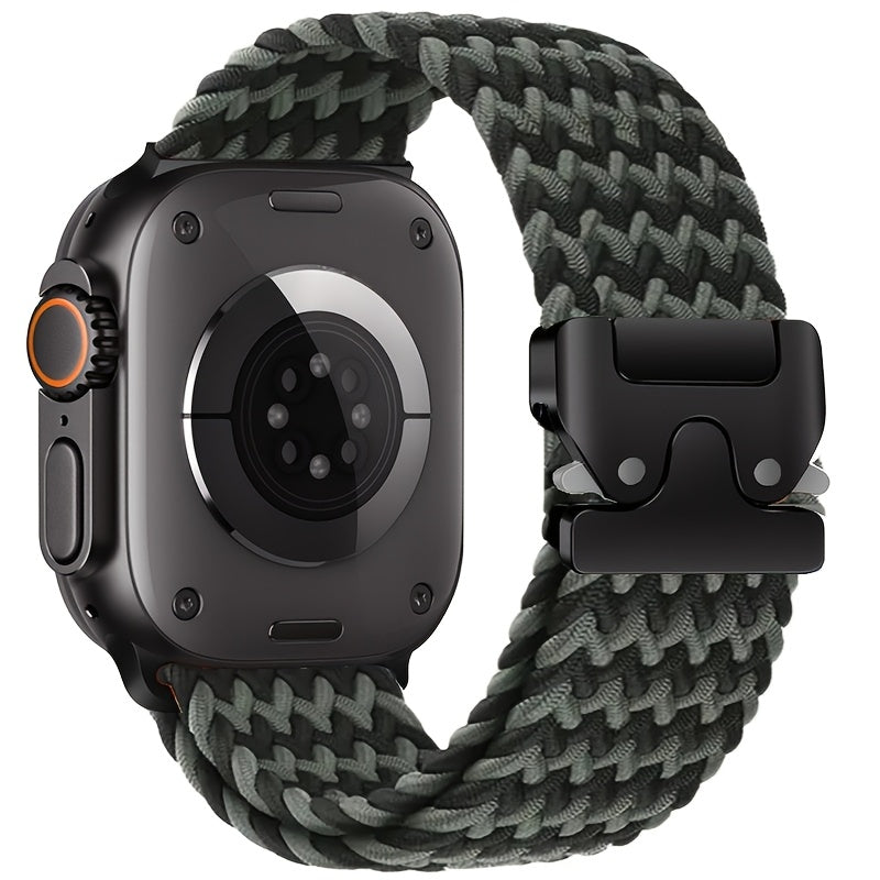Nylon Braided Sport Wristband for Apple Watch Adjustable Parachute Buckle Compatible with Series 1-10 SE Ultra