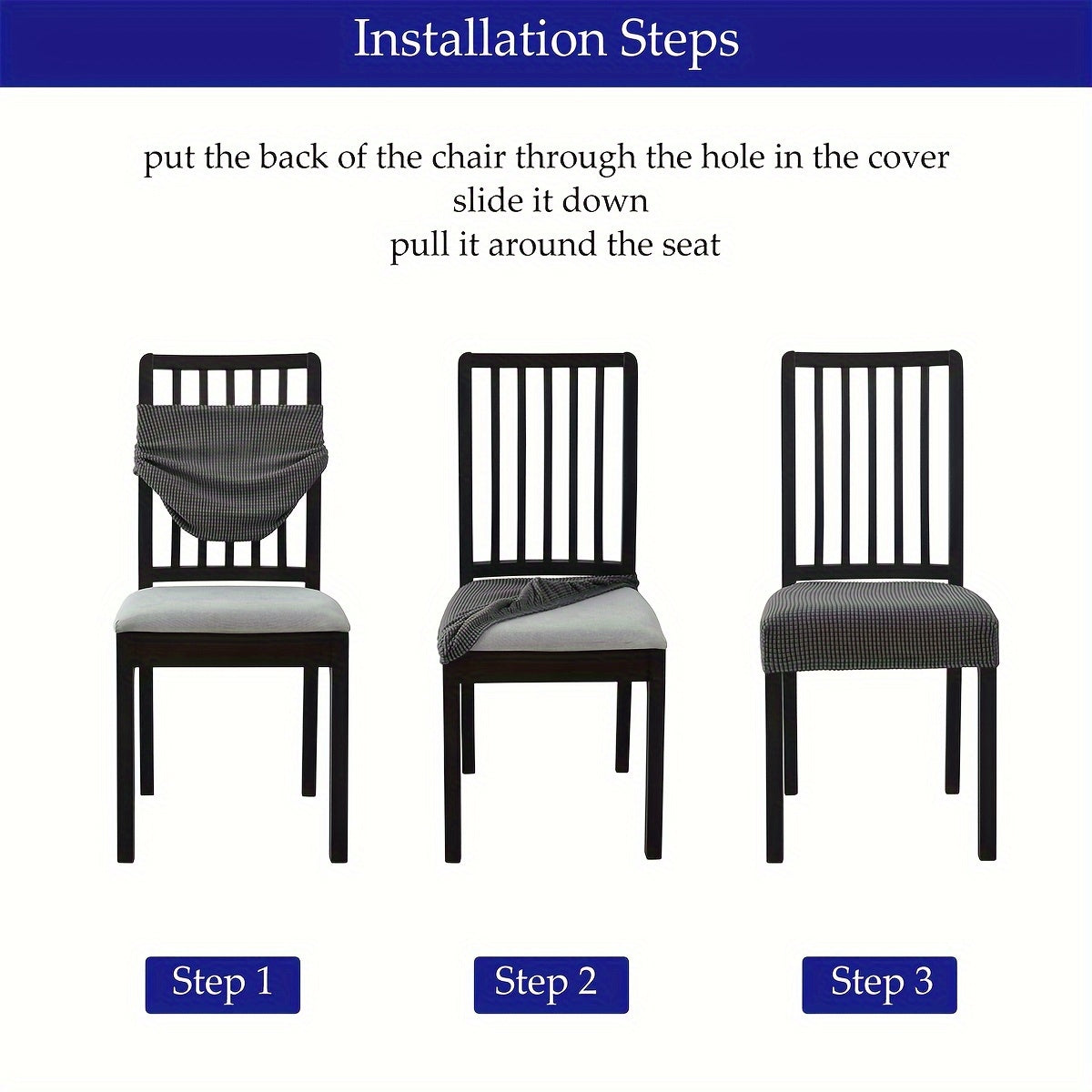 4-6 Piece Velvet Chair Covers with Elastic Headrest for Dining Chairs in Home and Hotel