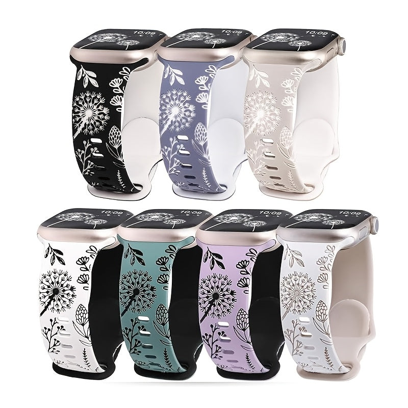 3D Engraved Silicone Sport Watch Band Waterproof Soft Strap with Butterfly Clasp for Apple Watch Series