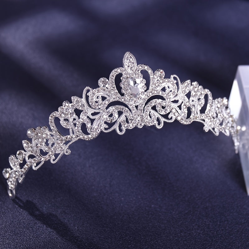 Ayollar va qizlar uchun to'y uchun bridal tiara taqmoq taxtasi, rhinestones bilan barokko dizayni