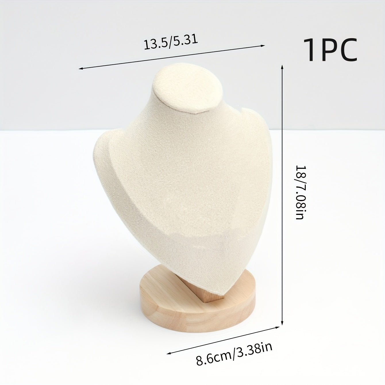 Yog'och Flannellette taqinchoq namoyish qilish standi, portret bo'yin moldi bilan, zargarlik buyumlarini namoyish qilish uchun