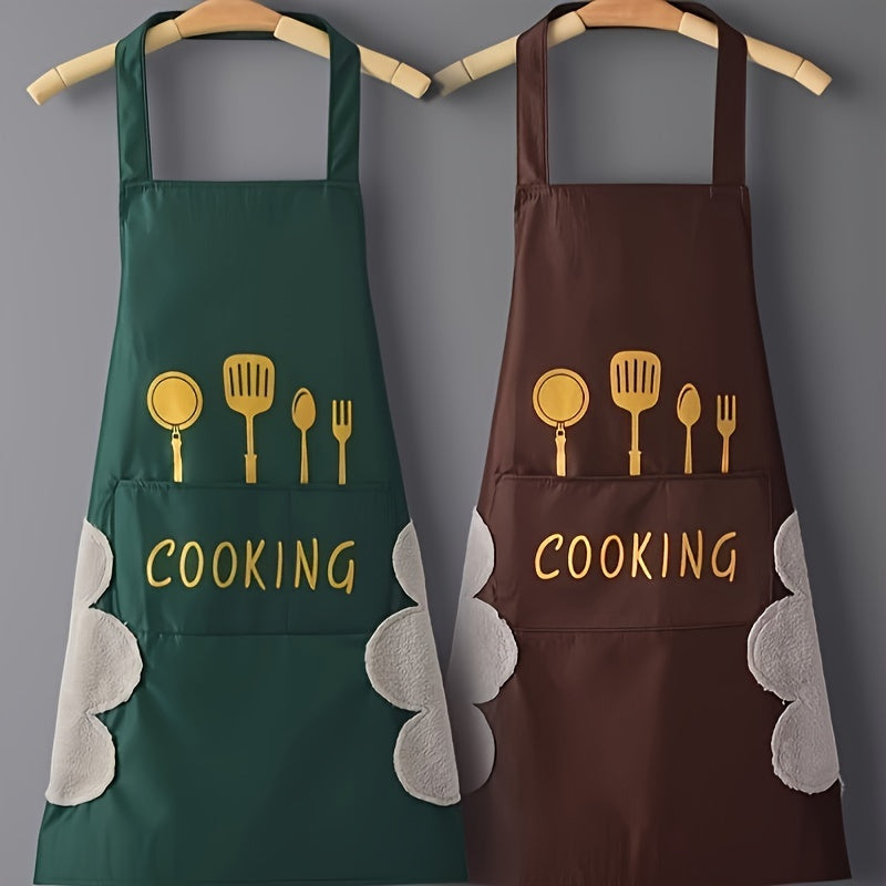 Delantal de poliéster impermeable para cocinar y tareas domésticas con diseño en la cintura