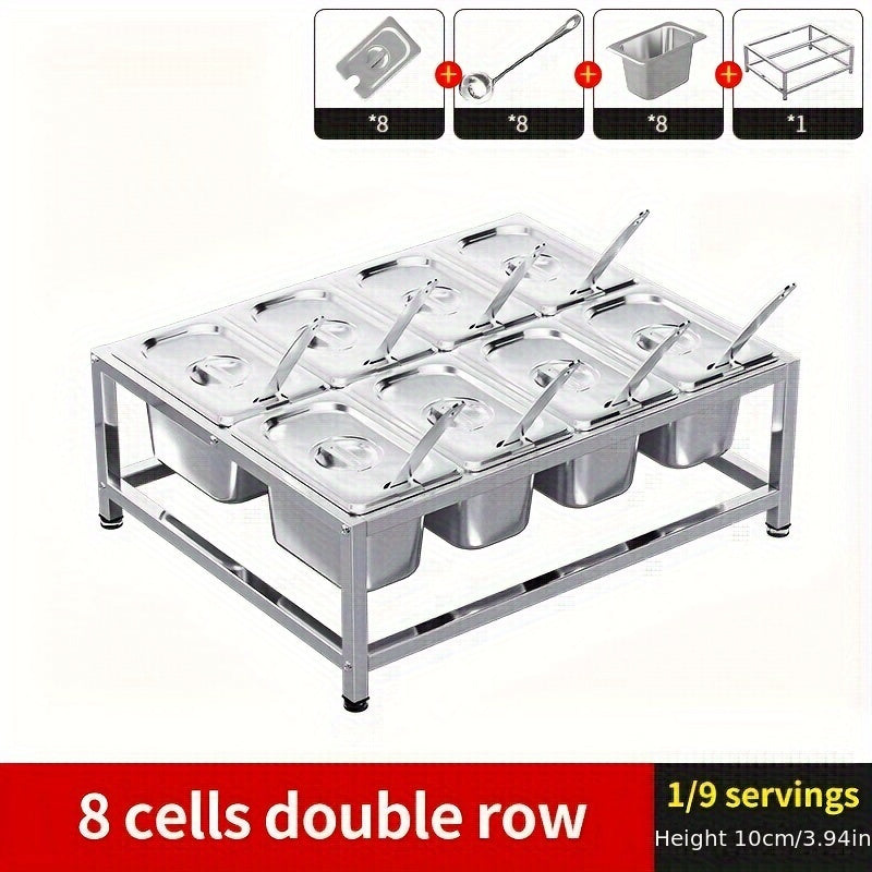 Stainless Steel Spice Racks Set with 8 Compartments for Kitchen and Restaurant Organization