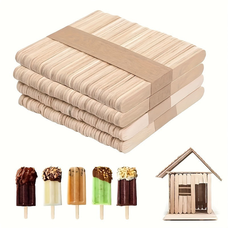 100/200 Count Natural Wooden Popsicle Sticks for Crafts and Food Projects