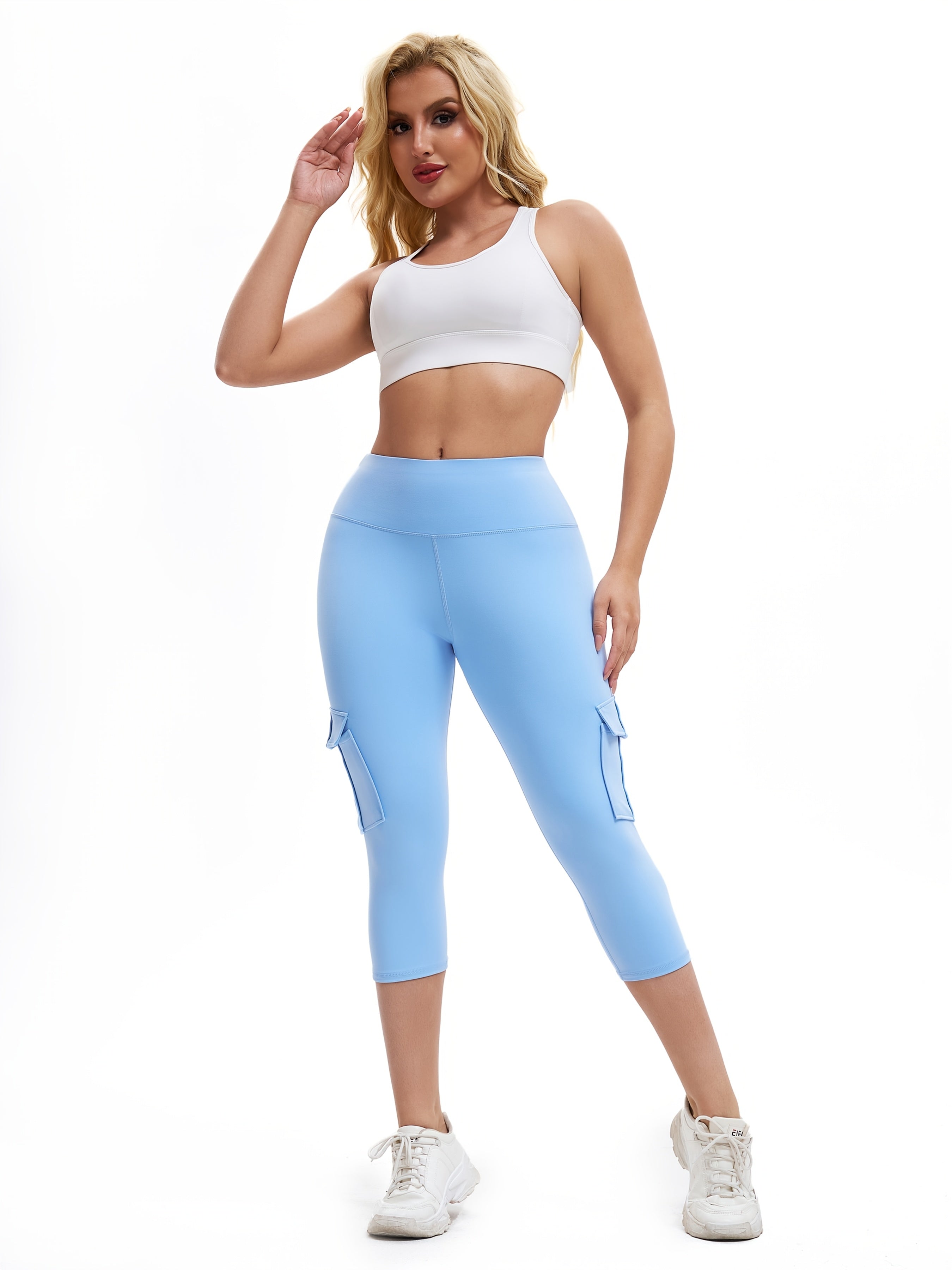 Women's Plus Size Cargo Yoga Pants High Waist Moisture-Wicking Skinny Fit