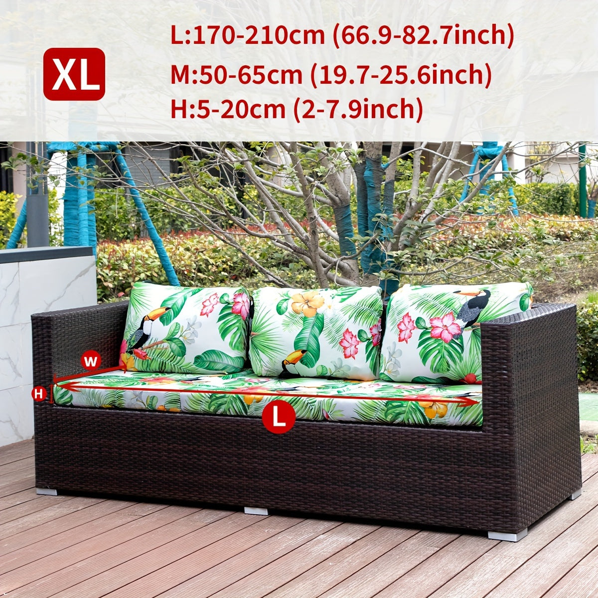 Набор чехлов для подушек для уличного дивана с богемским принтом животных, листьев и цветов