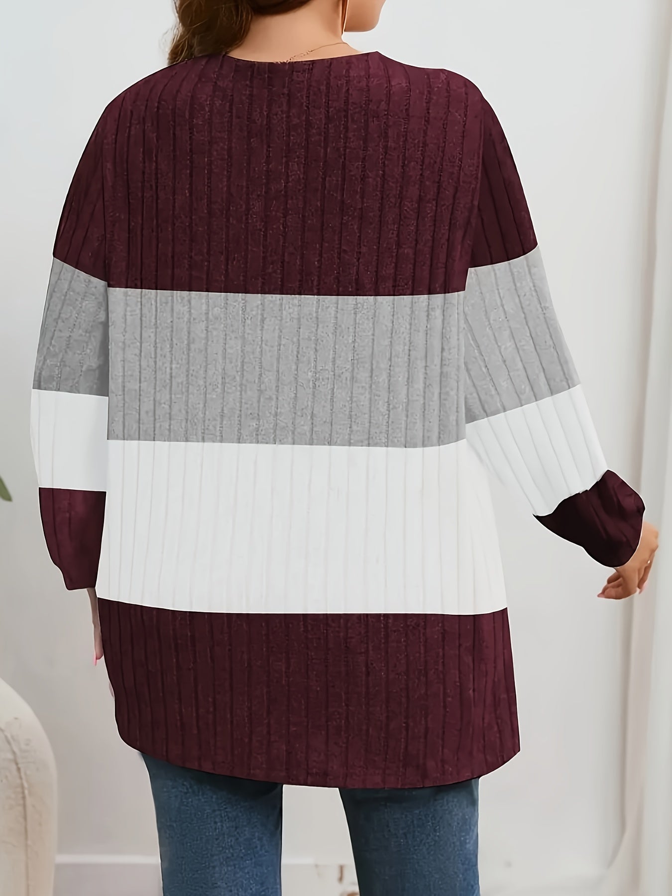 Женский кардиган с крупной клеткой из полиэстера, с круглым вырезом, универсальный свитер