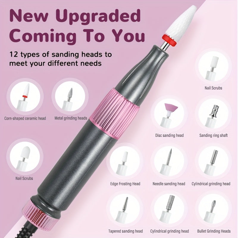 Upgraded Portable Electric Nail Grinder with Rechargeable Lithium Battery for Manicure and Nail Removal