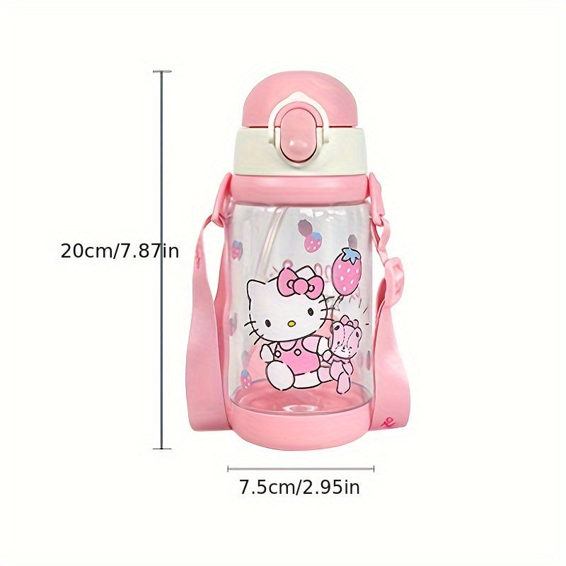 Girls Plastic Water Bottle 520ml Double-Lid Leak-Proof Heat-Resistant Purple