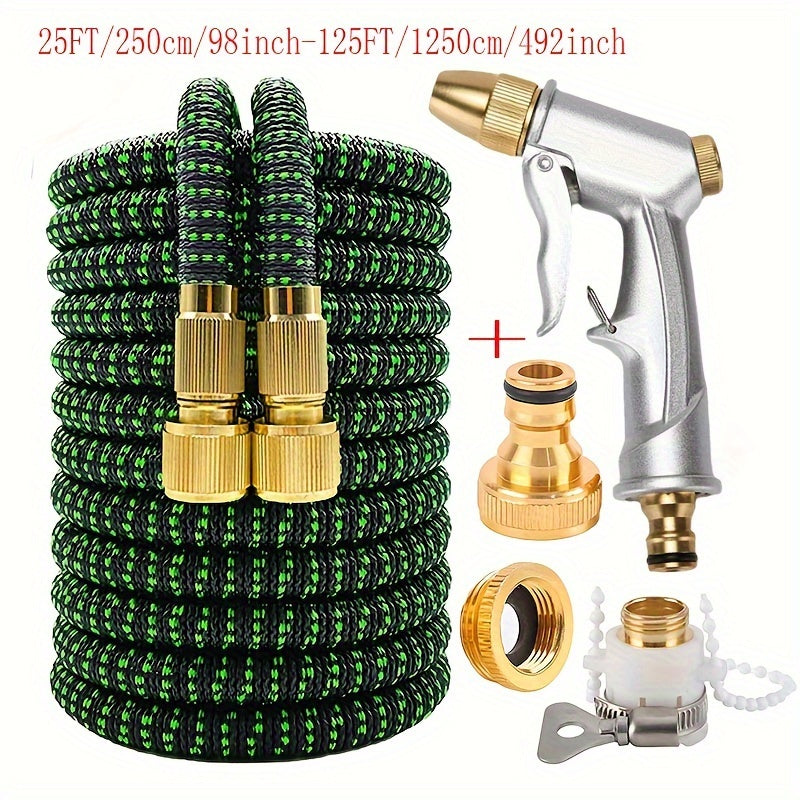 Раздвижной резиновый садовый шланг с водяной пушкой высокого давления для двора и газона
