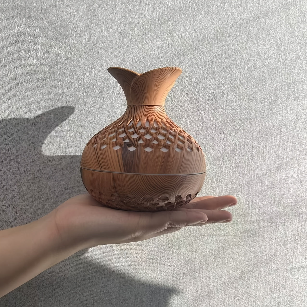 Wood Grain Cool Mist Humidifier with Night Light for Bedroom or Home