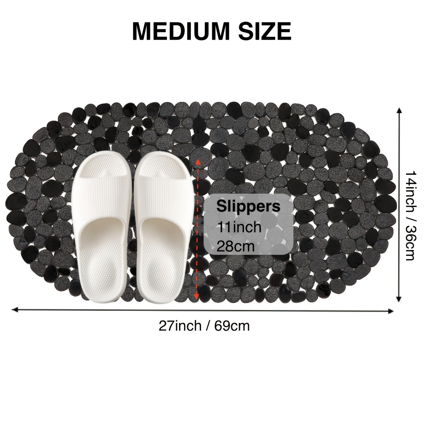 Alfombra antideslizante para bañera con ventosas, 68.58x35.56cm, lavable a máquina, libre de BPA