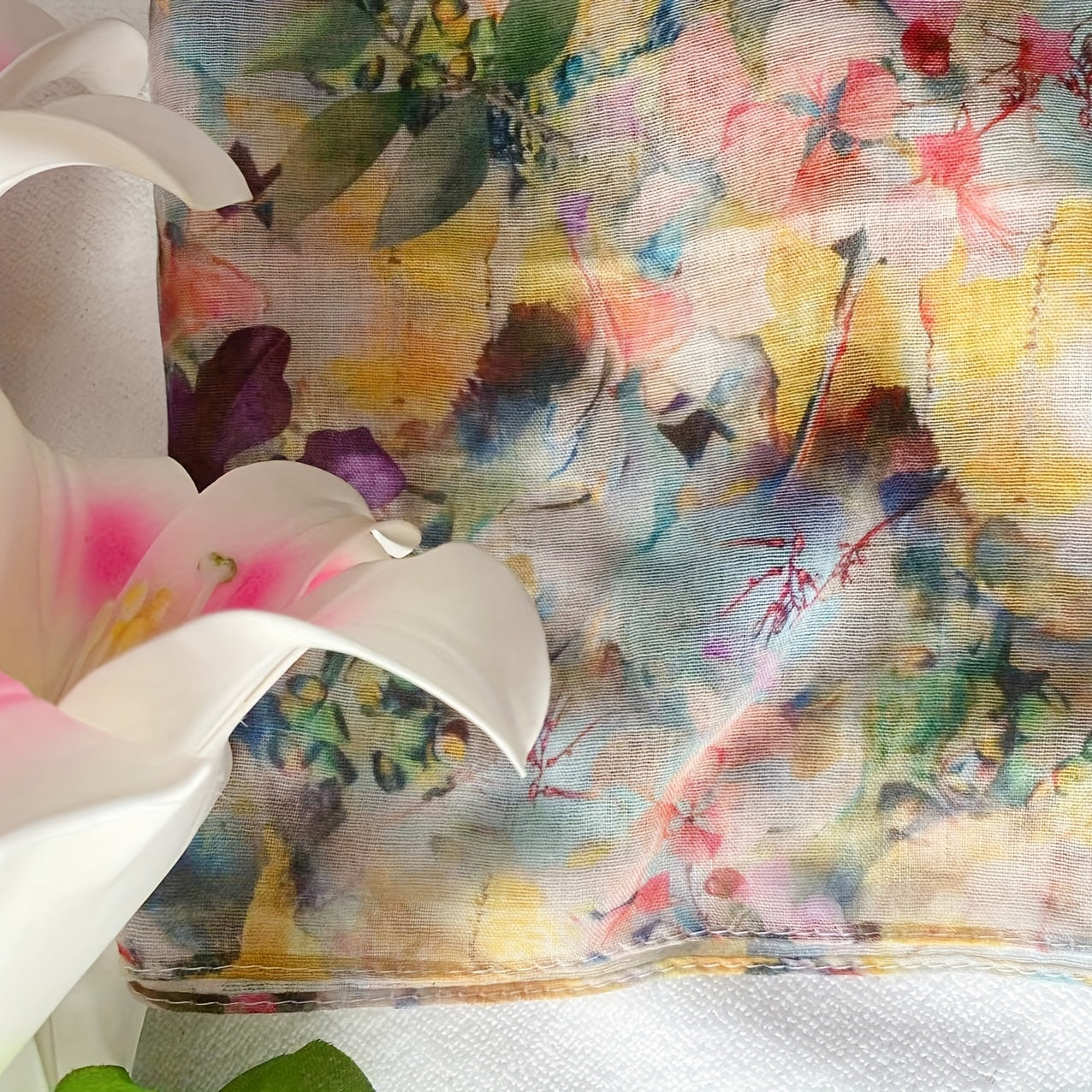 Women Boho Chic Bali Yarn Scarf Lightweight Floral Shawl for Everyday Wear