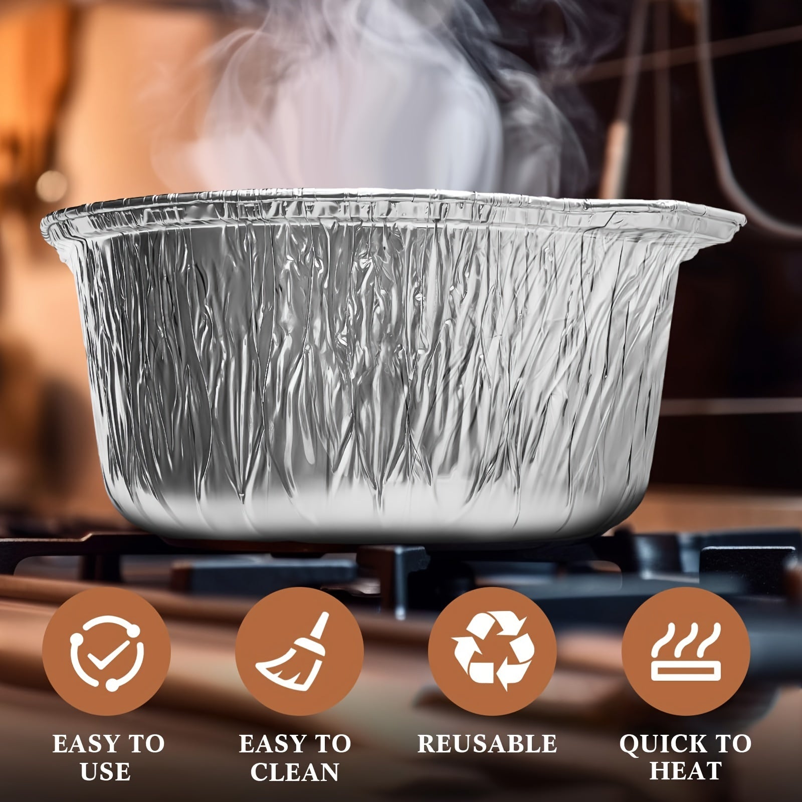 Set of Ten 5-Piece Disposable Aluminum Pots with Lids for Cooking and Camping