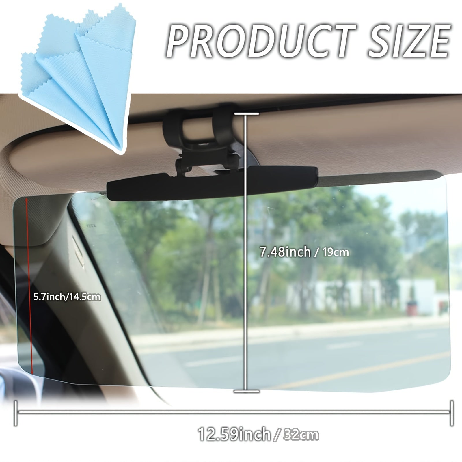 Car Sun Visor Adjustable Anti-Glare UV Blocker Durable ABS for Cars Trucks SUVs