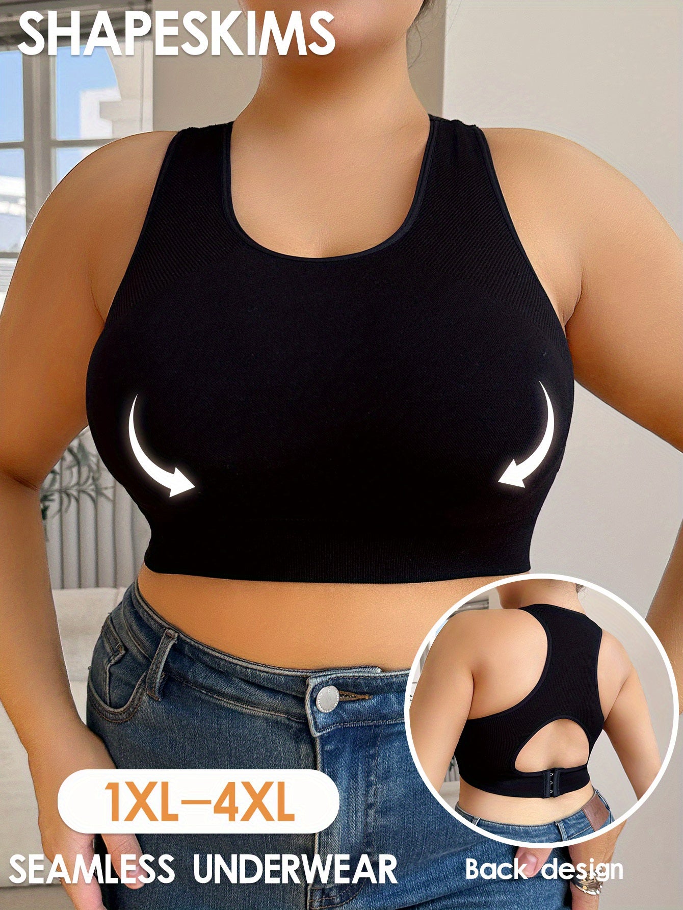 Women's Seamless Plus Size Posture Correcting Bras Athletic Support for Yoga Gym