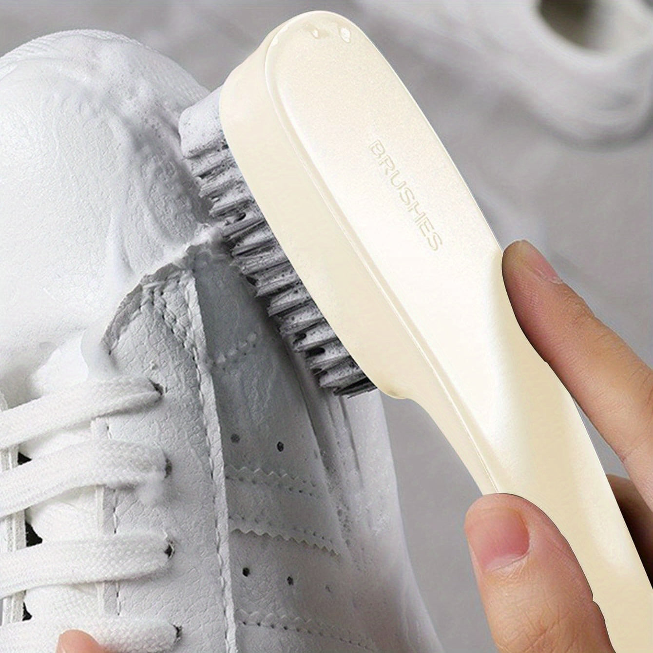 Unisex Soft Bristle Long-Handle Shoe and Clothing Cleaning Brush Black